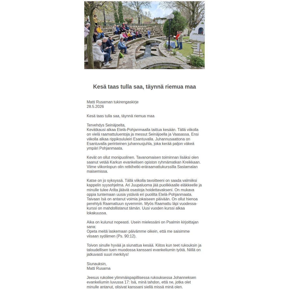 Esikatselu: Matti Rusaman ystäväkirje