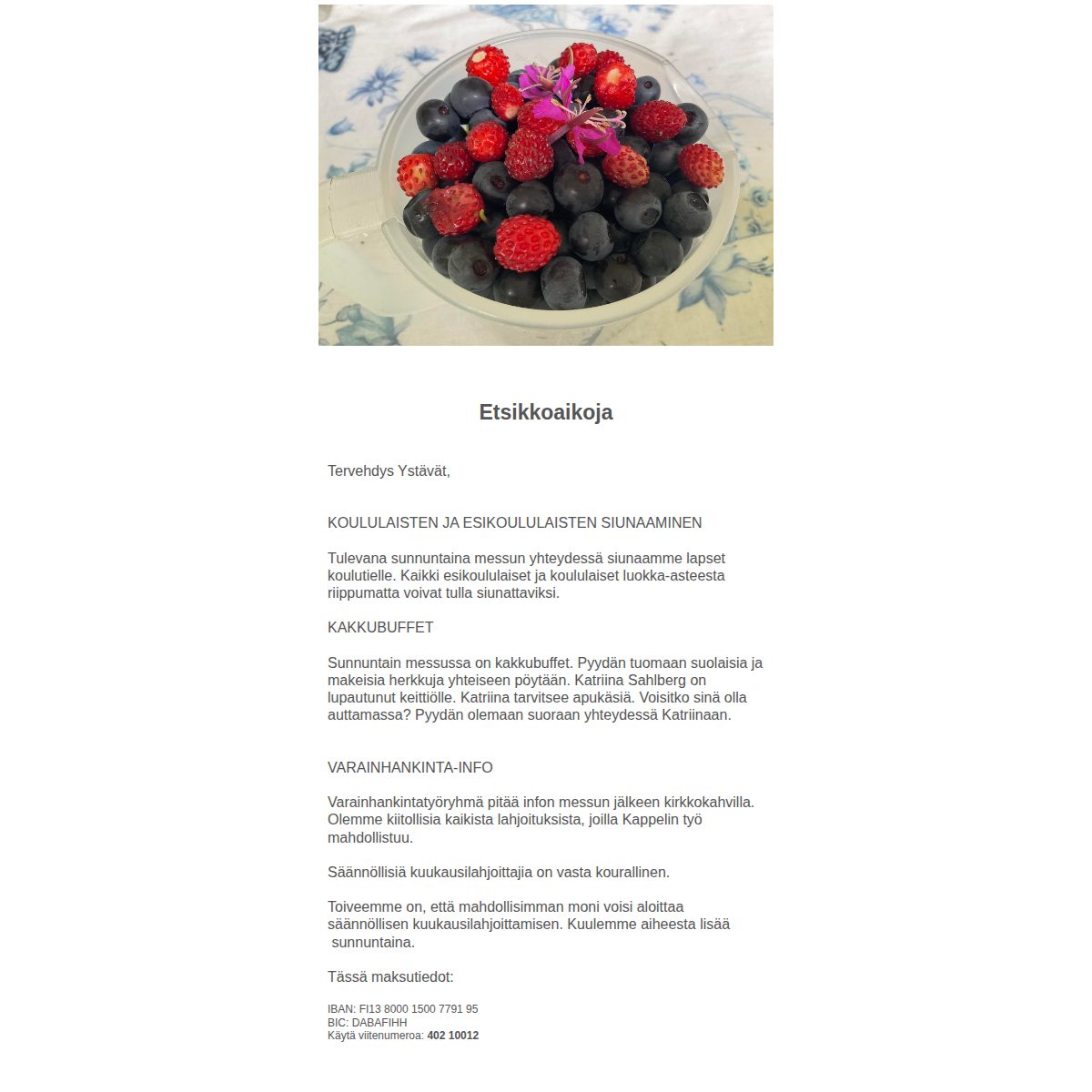 Esikatselu: Hyvän Paimenen kappelin viikko-info 5.8.2026