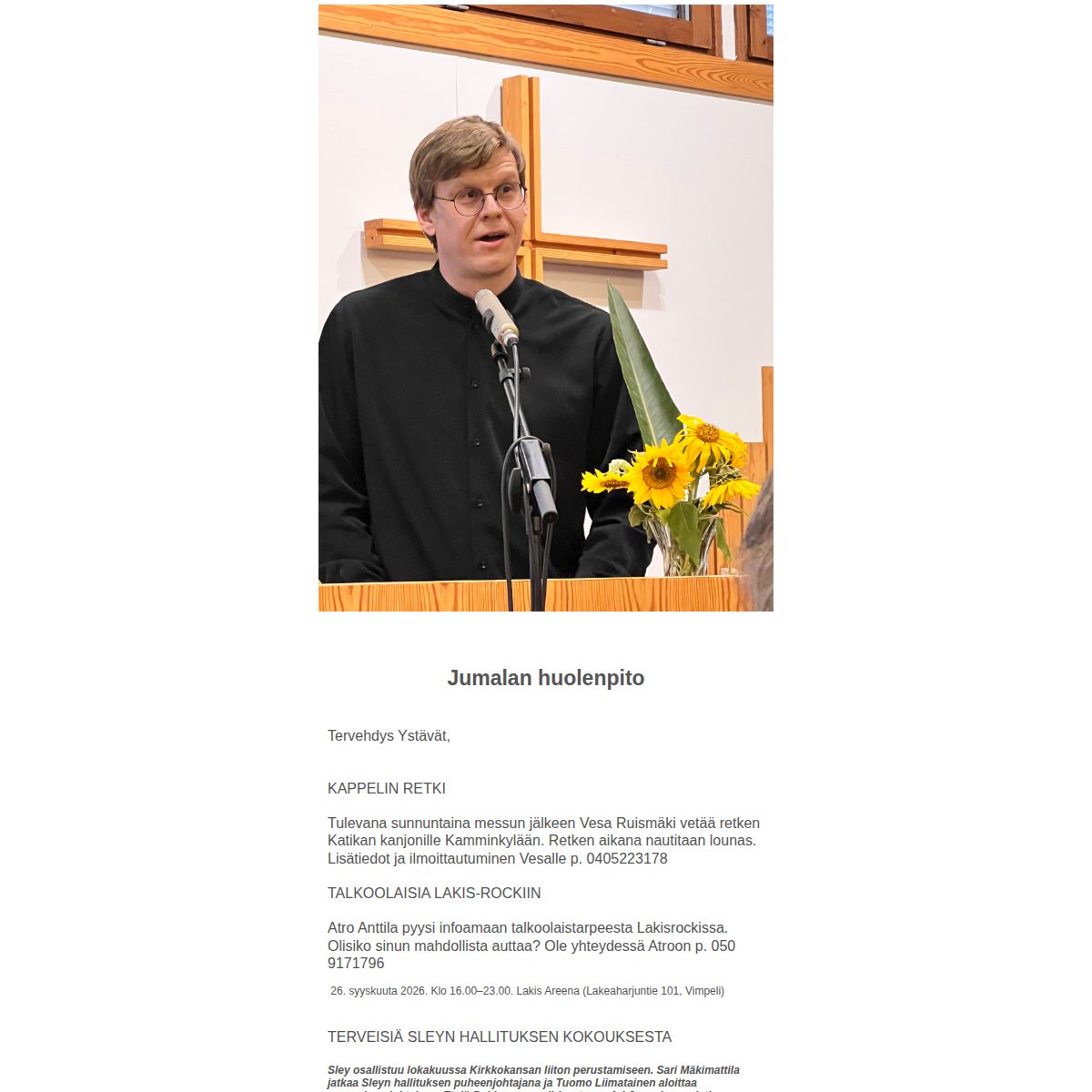 Esikatselu: Hyvän Paimenen kappelin viikko-info 9.9.2026